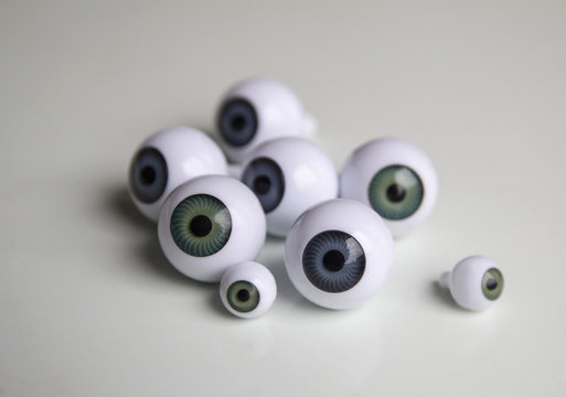 Close-up of artificial eyeballs