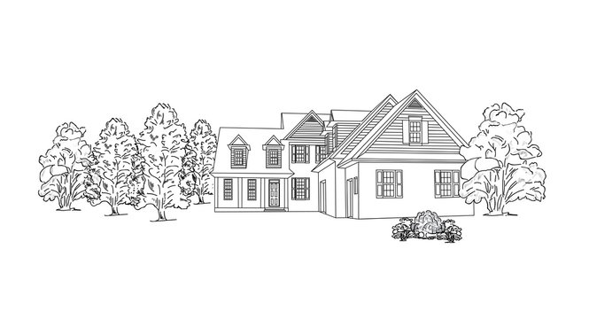house among the trees. vector illustration