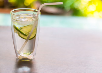 Lemon juice on wooden, Closeup