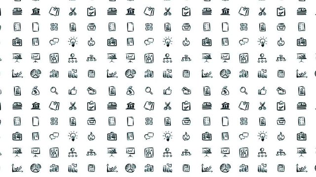 Hand Sketched Business Icon Set Animation, Sketch animated Artwork