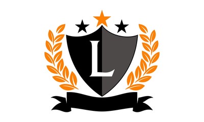 Emblem Star Ribbon Shield Initial L