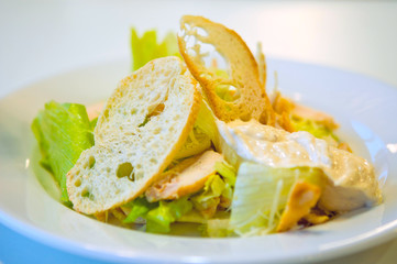 Caesar salad on the plate