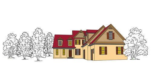 house among the trees. vector illustration