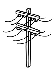 Obraz premium electric post / cartoon vector and illustration, black and white, hand drawn, sketch style, isolated on white background.