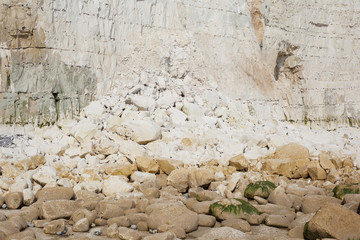 Cliff fall , Seven Sisters National park, East Sussex, UK, chalk coastline