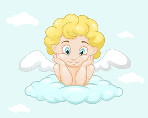Cute little angel on cloud