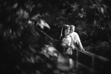 Beautiful summer Wedding walk on nature