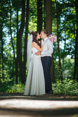 Beautiful summer Wedding walk on nature