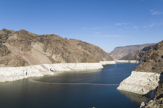 Hoover Dam on the Colorado River forming the border between Arizona and Nevada