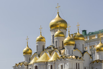 Fototapeta na wymiar View of Famous The Annunciation Cathedral in Moscow Kremlin, Rus