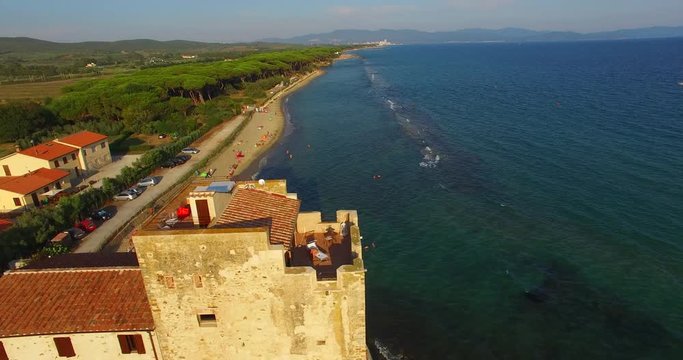 Beautiful aerial view of Tuscany coast in summer, Italy