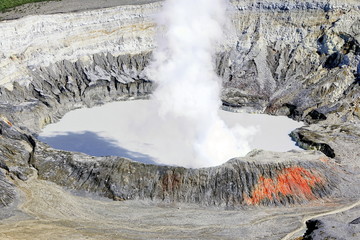 Steam rising from Poas Volcano, Poas Volcano National Park