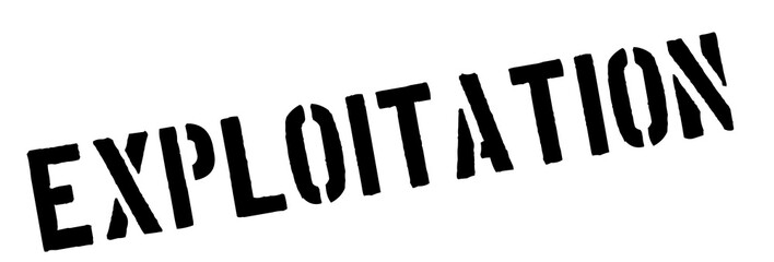 Exploitation black rubber stamp on white