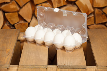 Dozen of white eggs