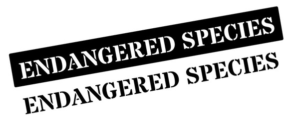 Endangered species black rubber stamp on white