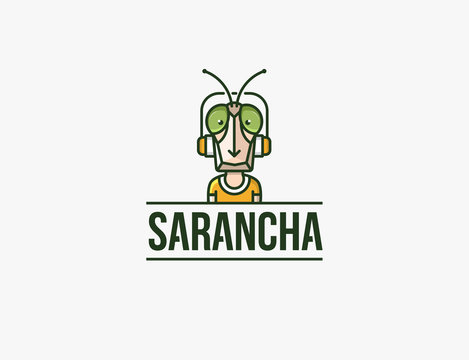 Insect mascot. Headphones character