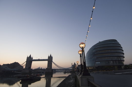 City Hall (London Assembly Building), Tower Bridge And The River Thames From The South Bank, London