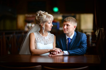 Beautiful wedding couple is enjoying wedding