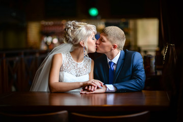 Beautiful wedding couple is enjoying wedding