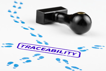 Close up shot of traceability concept with paths of footprints.