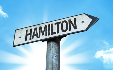 Hamilton direction sign in a concept image