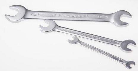 three spanner on white background