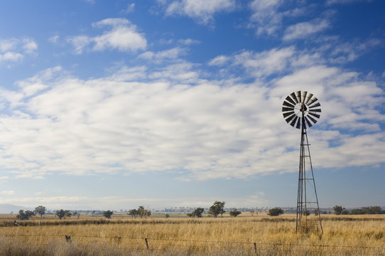 Windmill on pasture, Manilla, New South Wales