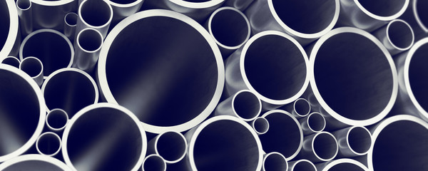 Metal pipes as background. 3D rendering