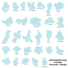 Naklejka premium Large and detailed map of serbian provinces