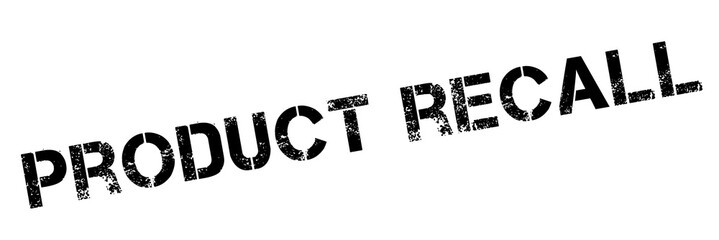 Product recall black rubber stamp on white