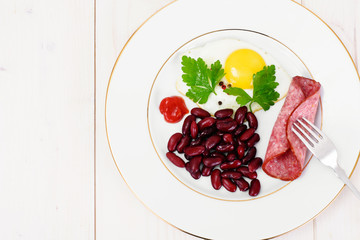 Fried Egg with Red Beans