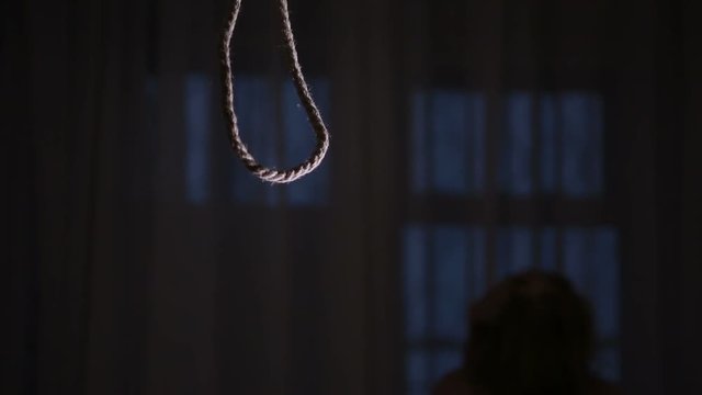 suicide. Girl on the background of the loop for the neck.