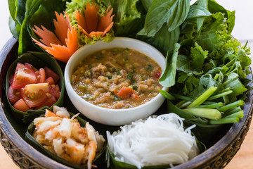 Grilled Shrimp chilli sauce with set of vegetable
