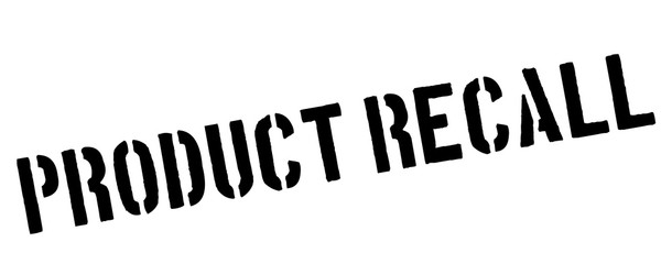 Product recall black rubber stamp on white