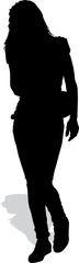 Vector silhouette of the walking girl with phone