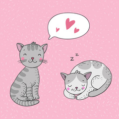Obraz na płótnie Canvas Cute cartoon cats
