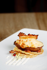 Hot Baked Potato with cheese and bacon