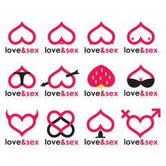 Sex shop logo hearts collection