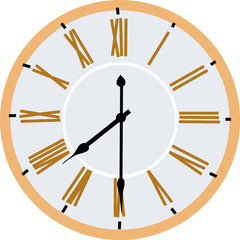 Wall clock. Vector illustration. Retro design wall clock. 