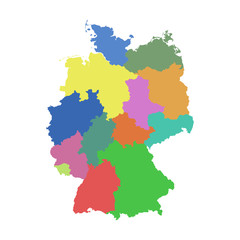 Germany map with federal states. Flat vector