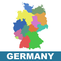 Obraz premium Germany map with federal states. Flat vector