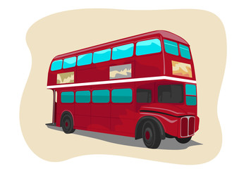 Red traditional double decker London bus - obrazy, fototapety, plakaty