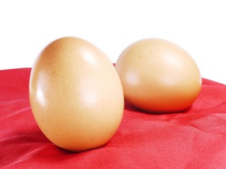 eggs isolated on red fabric