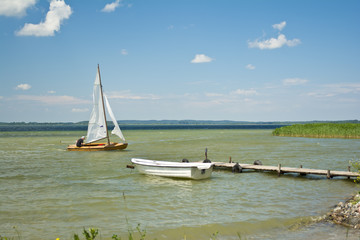 Sailing on the Sniardwy lake. Mazury. Poland.