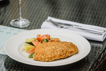 Schnitzel with salad