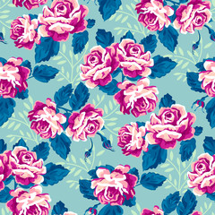 Floral seamless pattern with watercolor roses.
