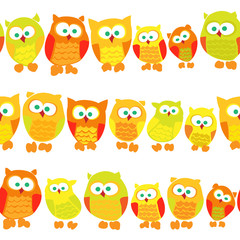 Seamless pattern with owls on white background