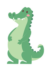 Cartoon green crocodile reptile flat vector illustration.