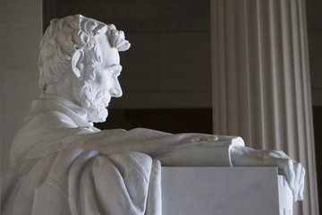 Close-up of marble statue of Abraham Lincoln, Lincoln Memorial, Washington D.C.