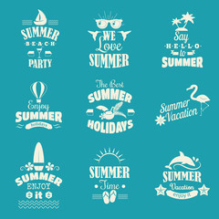 Summer emblem vector set.